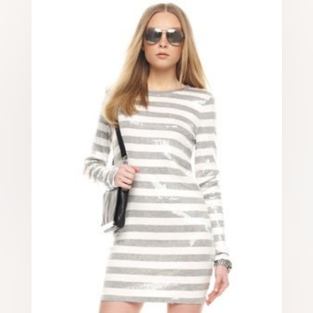 Michael Kors : Sequin Striped T-shirt Dress